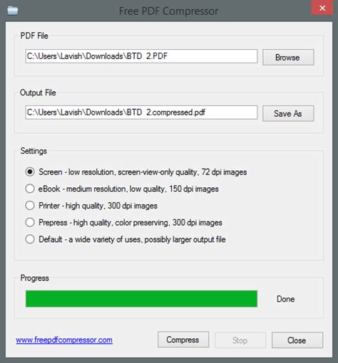 Compress PDF files on Windows 10 .